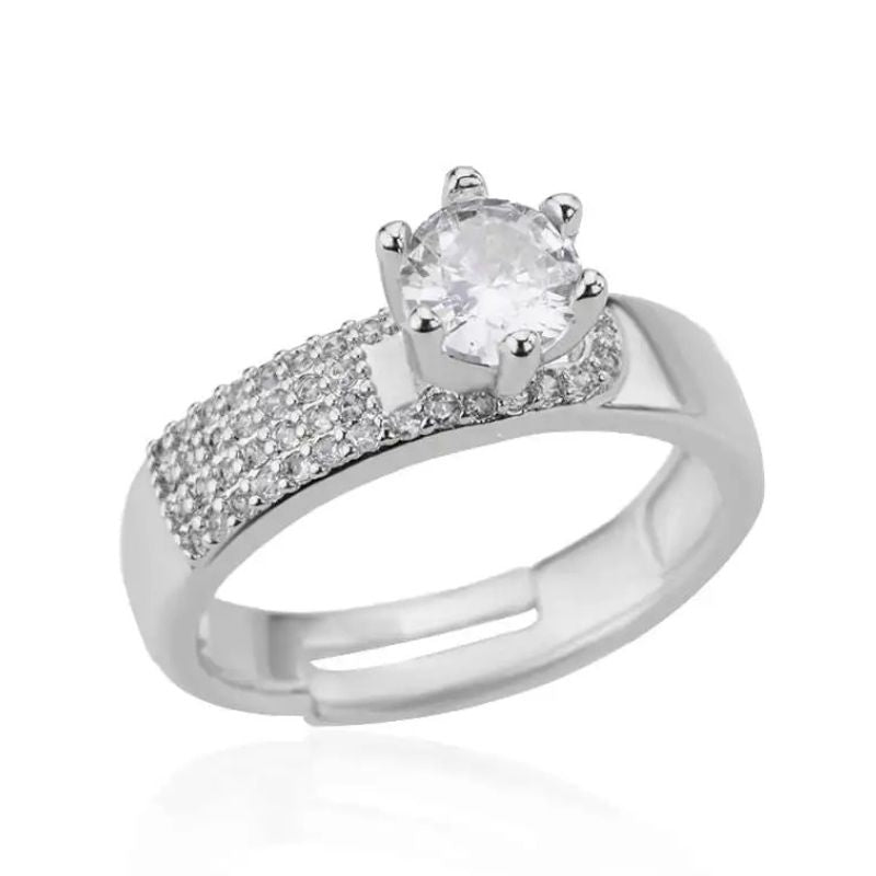 Anel de Cristal com Zircão Geométrico