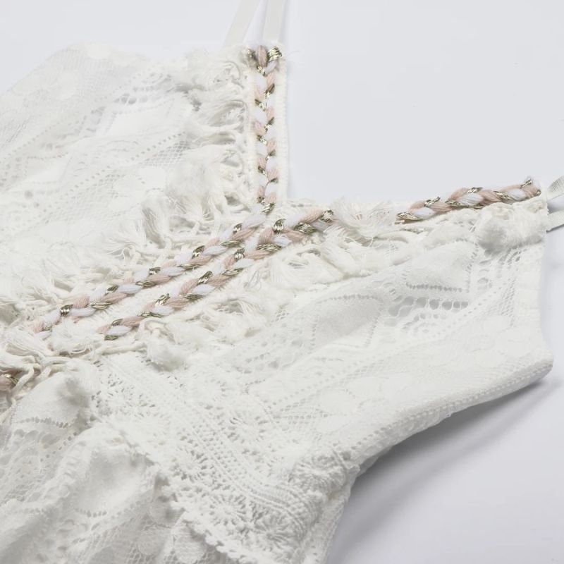 Vestido De Renda Sem Manga - Flowy