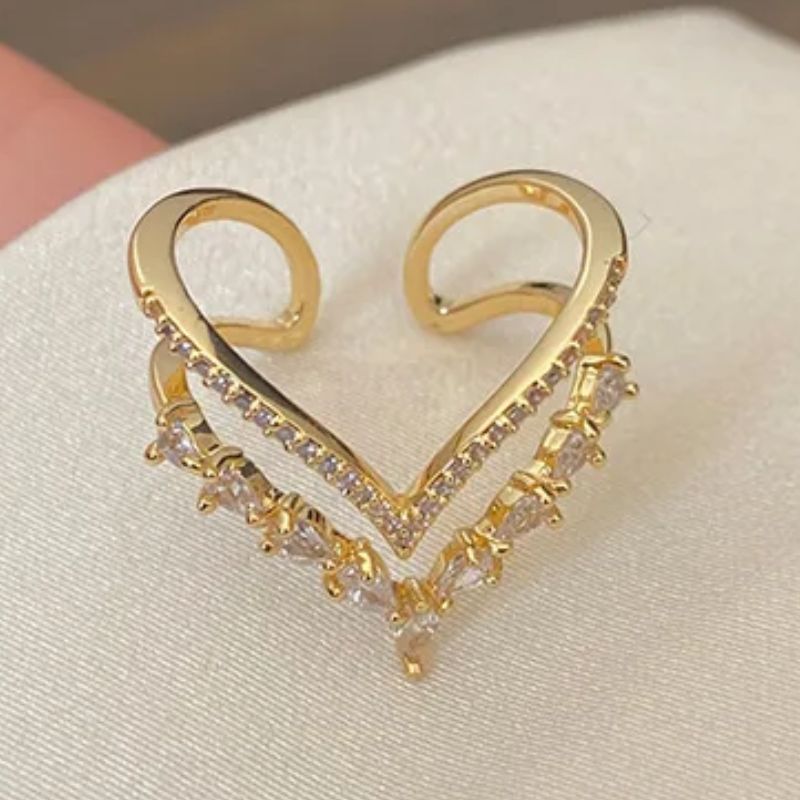 Anel Dupla Camada Em V Cristalizado