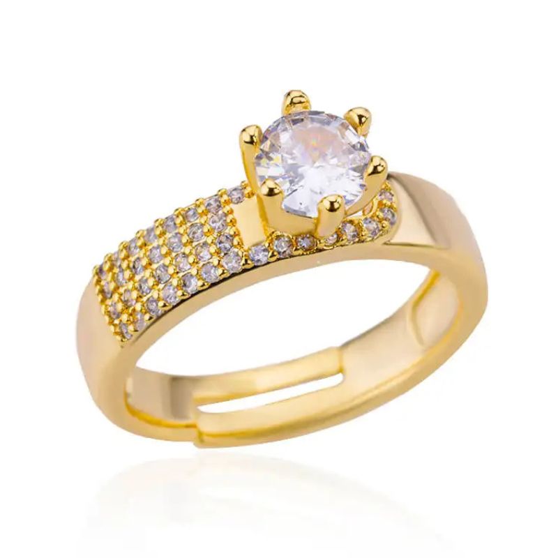 Anel de Cristal com Zircão Geométrico