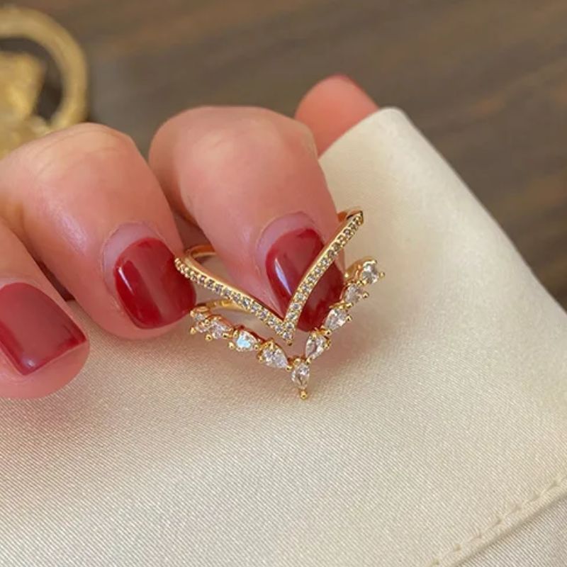 Anel Dupla Camada Em V Cristalizado