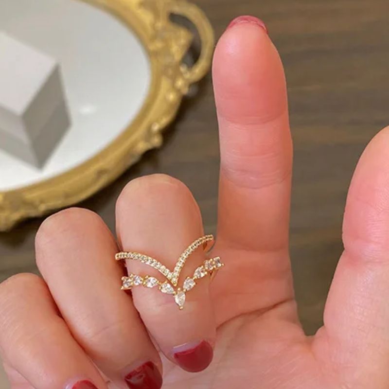 Anel Dupla Camada Em V Cristalizado