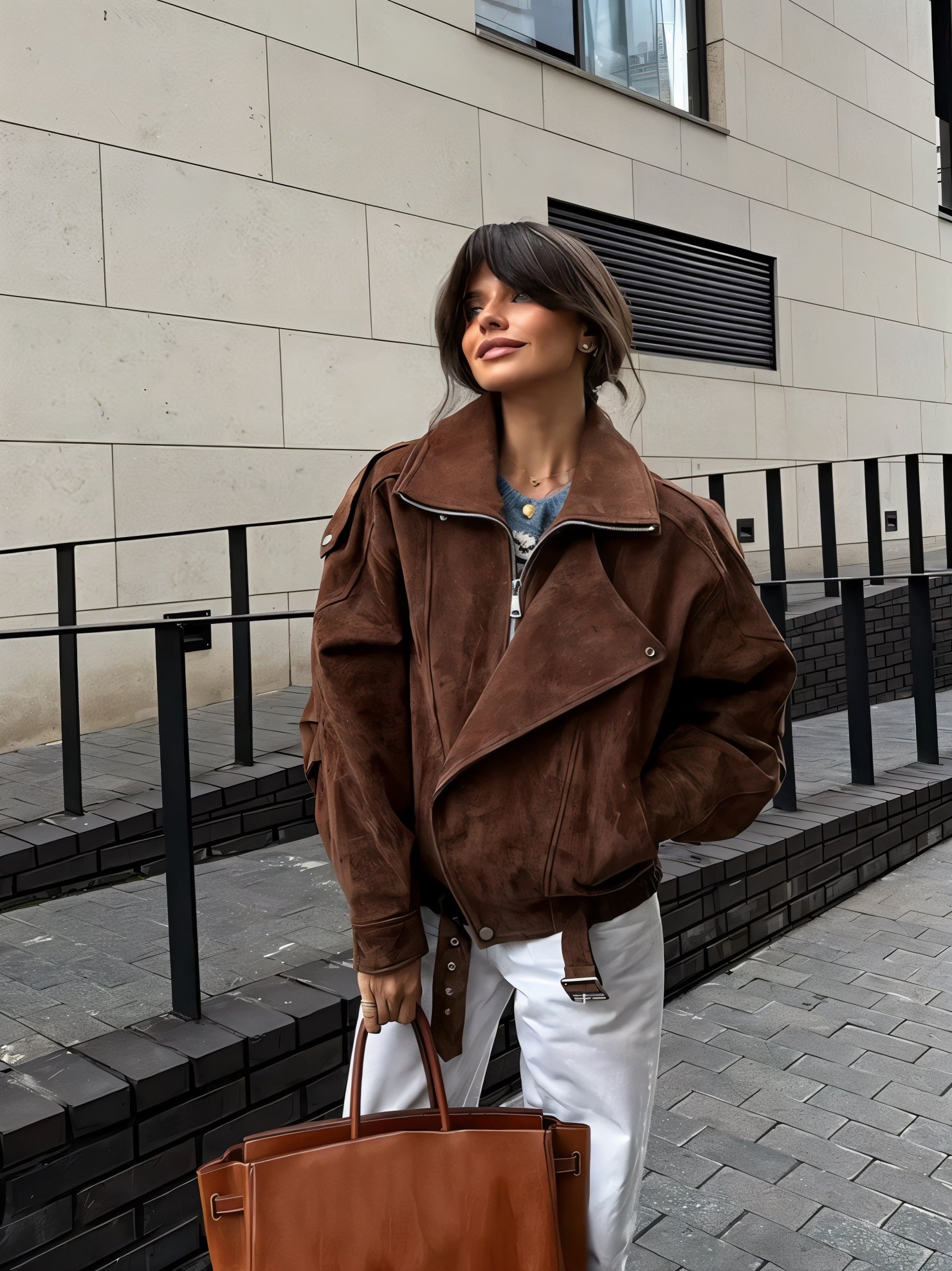 Jaqueta Feminina de Camurça Marrom - Versazzi