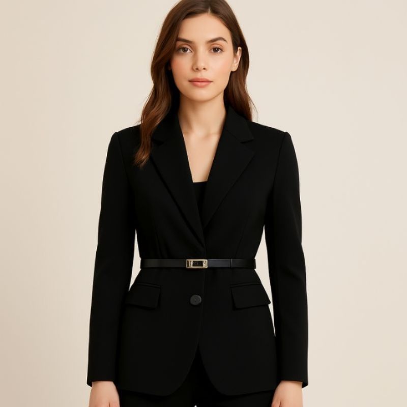 Blazer Feminino com Cinto Elegante e Botão Único