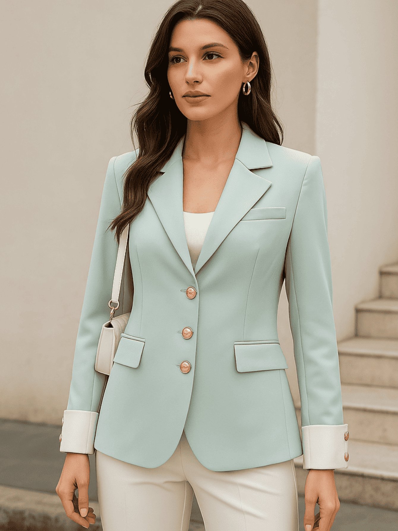 Blazer Feminino Elegante com Botões Dourados