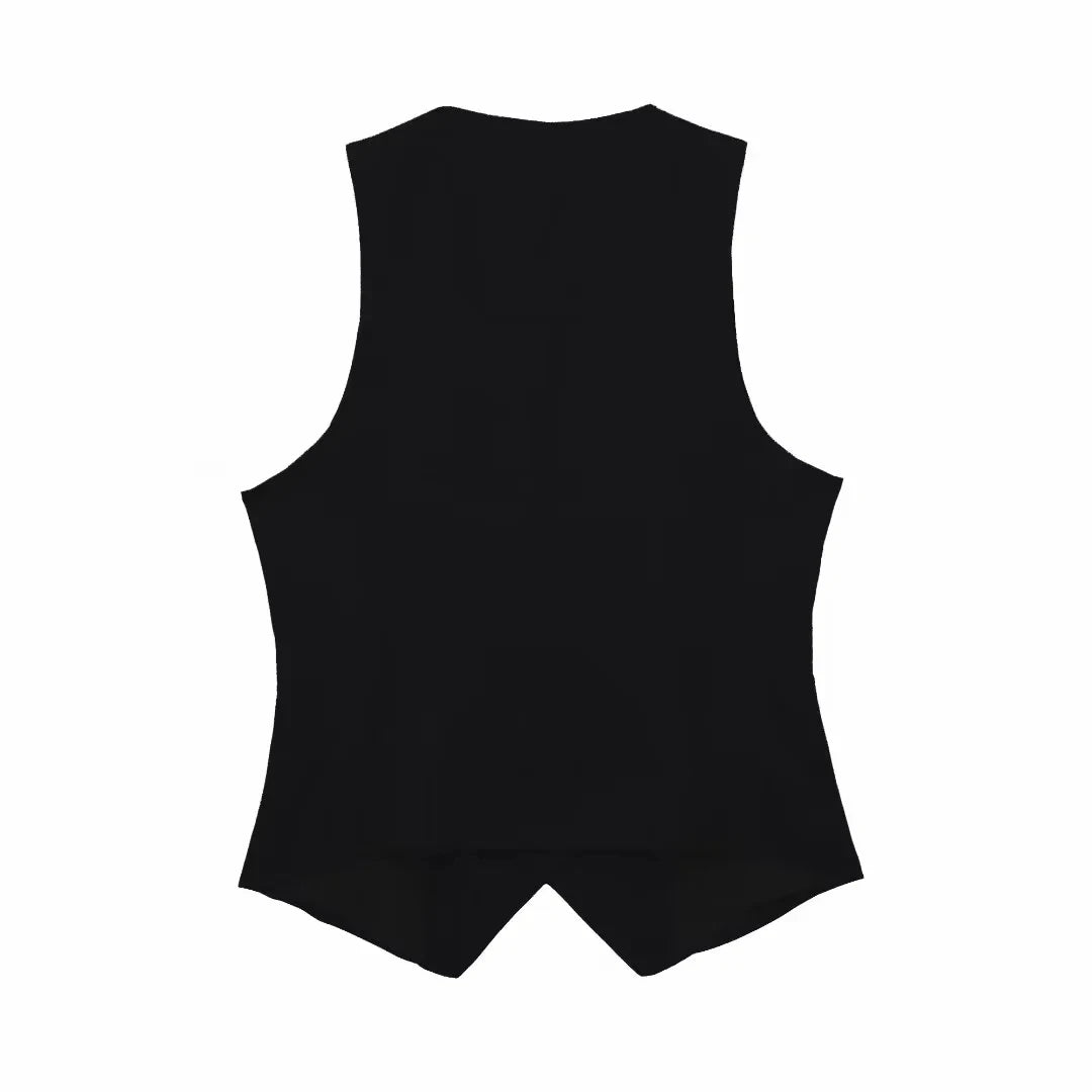 colete feminino de linho, colete feminino elegante, colete feminino sofisticado, colete feminino casual chic, colete feminino para escritório, colete feminino moderno, colete feminino com abotoamento frontal, colete feminino para dias quentes, colete feminino versátil