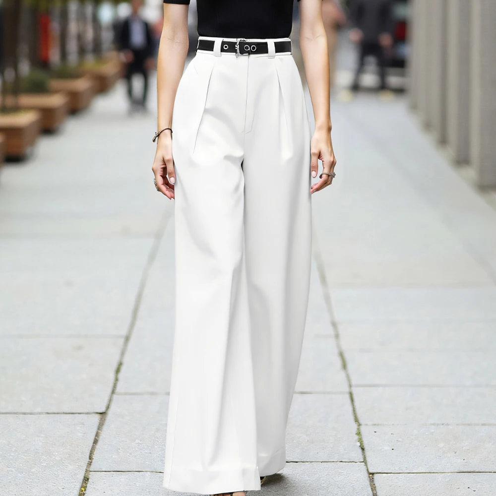 calça retro branca, calça feminina branca, calça wide leg feminina, calça feminina casual, calça branca sofisticada, calça feminina confortável, calça feminina com corte amplo, calça branca elegante, calça feminina para todas as estações, calça branca moderna