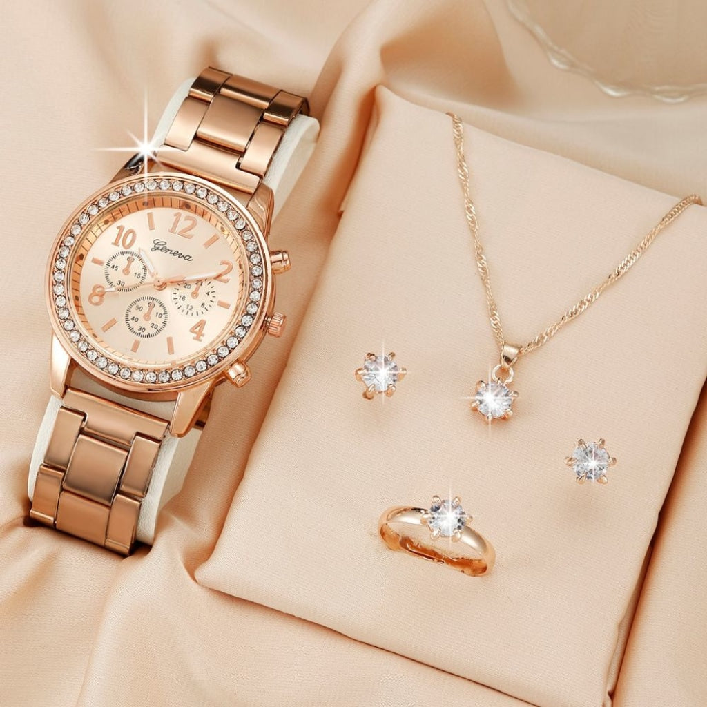 Relógio Geneva Feminino + 3 Brindes Rosê / Relogio Femin 08
