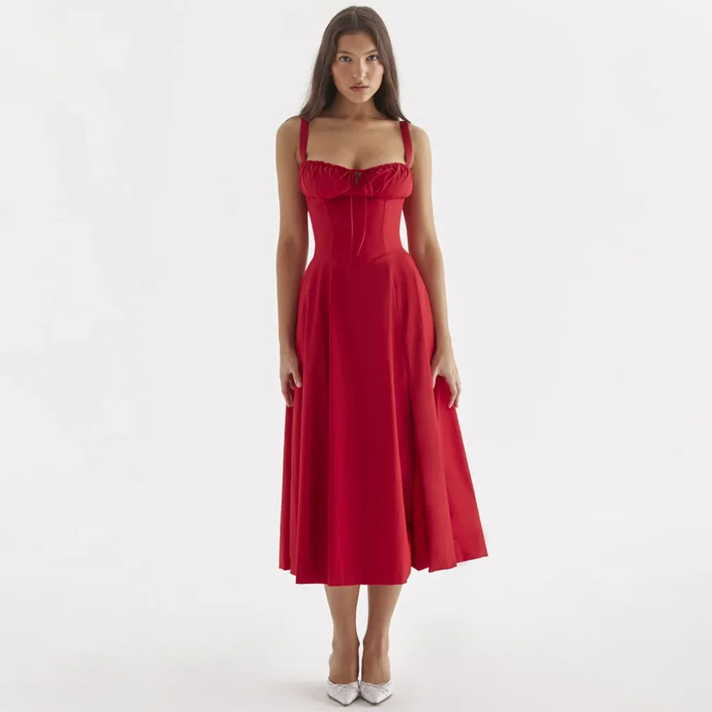 Vestido Feminino De Verão Vermelho / Pp 19