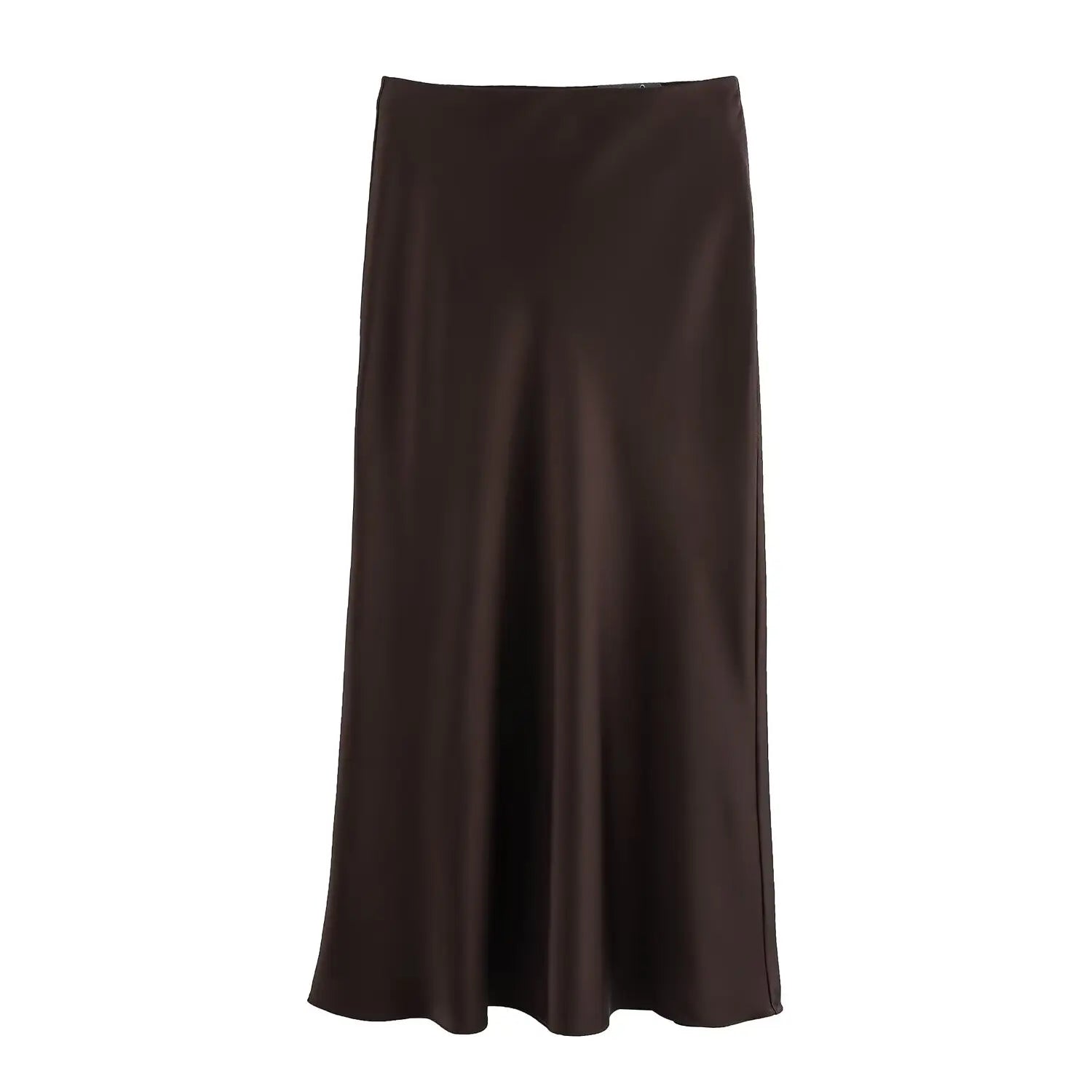 saia longa de cetim, saia vintage feminina, saia longa elegante, saia feminina acetinada, saia longa sofisticada, saia feminina para festas, saia longa casual chic, saia feminina com corte em A, saia de cetim midi, saia feminina refinada