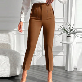 calça para escritório feminina, calça social feminina, calça feminina elegante, calça feminina de poliéster, calça feminina casual, calça feminina cintura alta, calça longa feminina, calça feminina para trabalho, calça feminina corte reto, calça feminina confortável
