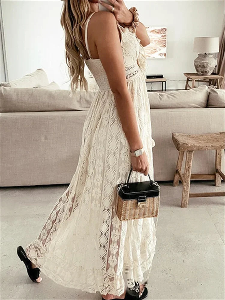 Vestido De Renda Sem Manga - Flowy