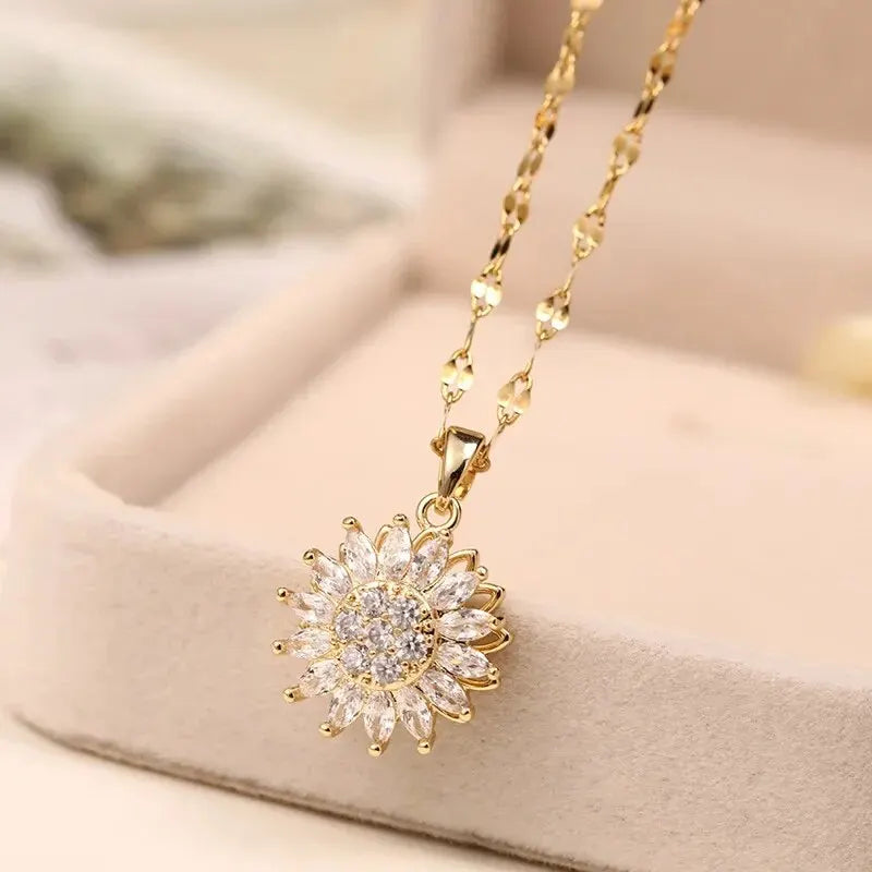Colar Girassol com Zircônia Cúbica