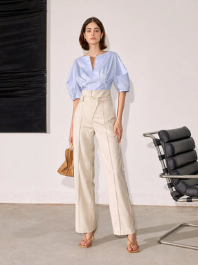 calça de perna larga feminina, calça feminina cintura alta, calça feminina moderna, calça feminina sofisticada, calça feminina para outono inverno, calça feminina streetwear, calça feminina elegante, calça de poliéster feminina, calça feminina casual chic, calça feminina com caimento perfeito