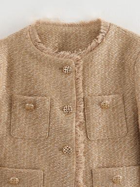  jaqueta bomber tweed, jaqueta feminina tweed, jaqueta feminina casual chic, jaqueta bomber feminina elegante, jaqueta feminina curta, jaqueta feminina com zíper, jaqueta feminina outono inverno, jaqueta feminina moderna, jaqueta feminina sofisticada, jaqueta feminina com bolsos