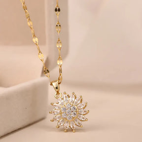 Colar Girassol com Zircônia Cúbica