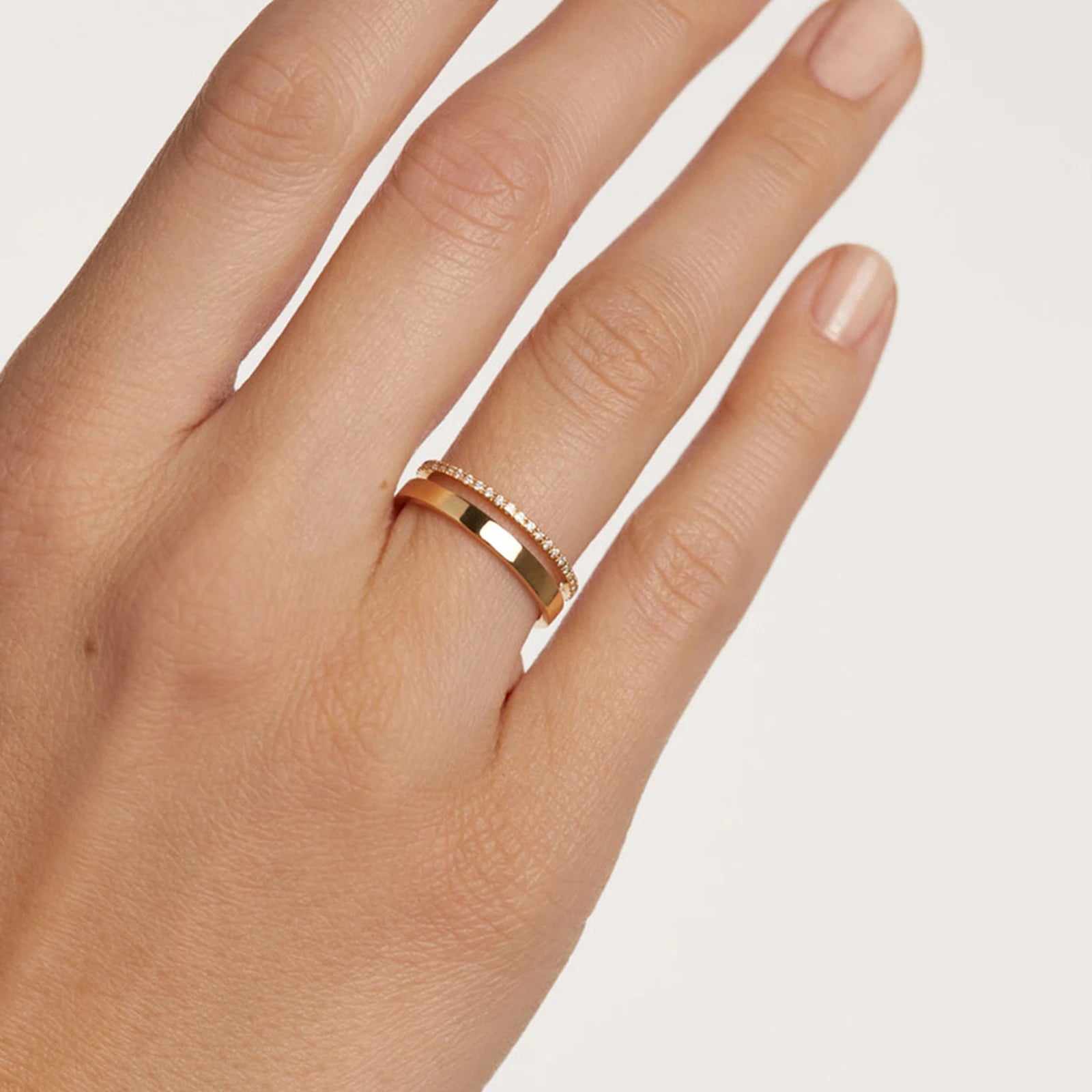 Andywen 925 prata esterlina zircon cz pavimentar anel brilhante dois círculo feminino anéis duplo círculo 2022 inverno casamento jóias finas