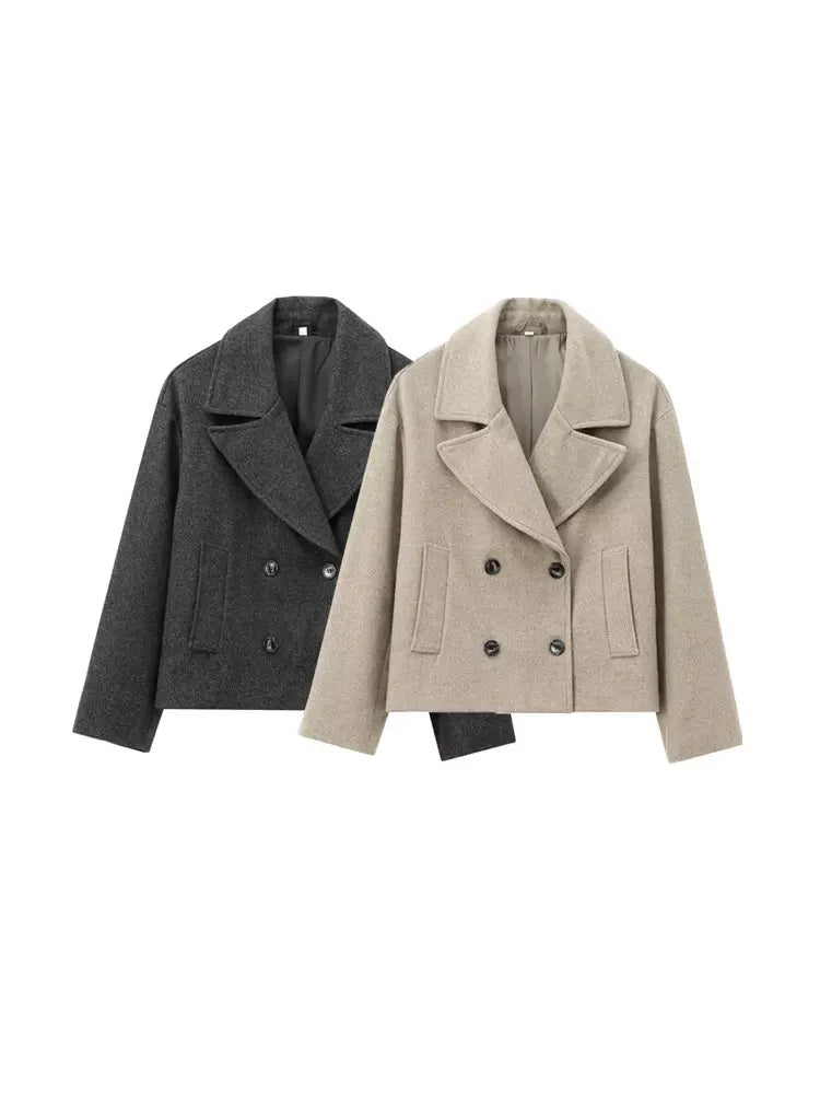 blazer feminino,  
casaco feminino de lã,  
blazer feminino curto,  
casaco feminino elegante,  
blazer feminino com botões duplos,  
casaco feminino inverno,  
casaco feminino com lapela,  
blazer feminino de lã sintética,  
blazer feminino sofisticado,  
casaco feminino estiloso.