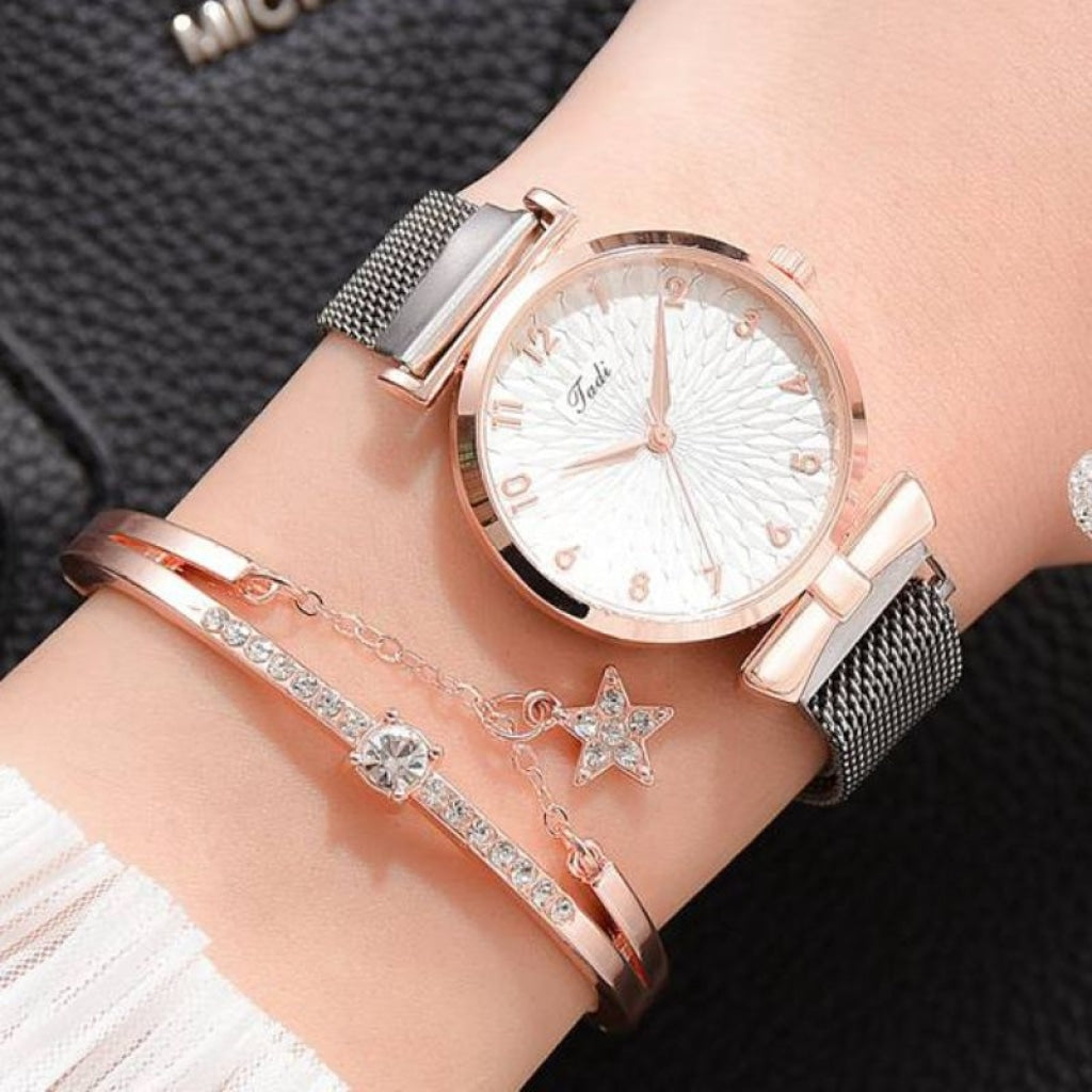 Relógio Feminino Jadi + Pulseira Prata Relogio Femin 07