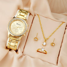 Relógio Geneva Feminino + 3 Brindes Dourado / Relogio Femin 08